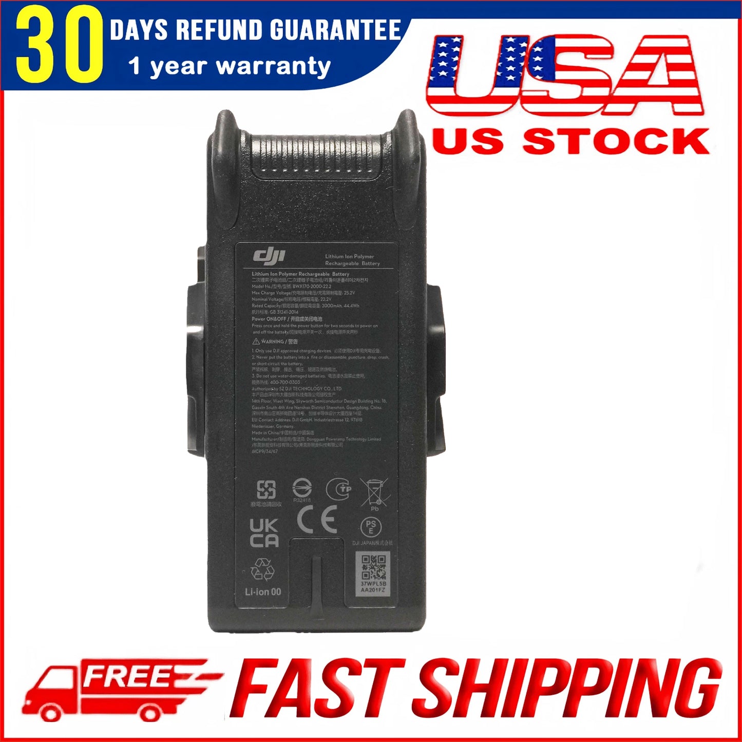 DJI FPV Intelligent Flight Battery Replacement P/N BWX170-2000-22.2