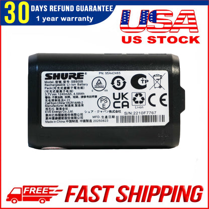 SB900B Rechargeable Battery for Shure UR5 AD1 AD2 AD3 ULX-D QLX PSM300 QD UD AD P9RA P10R SBC200 – Replacement Power Pack