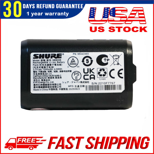 SB900B Rechargeable Battery for Shure UR5 AD1 AD2 AD3 ULX-D QLX PSM300 QD UD AD P9RA P10R SBC200 – Replacement Power Pack