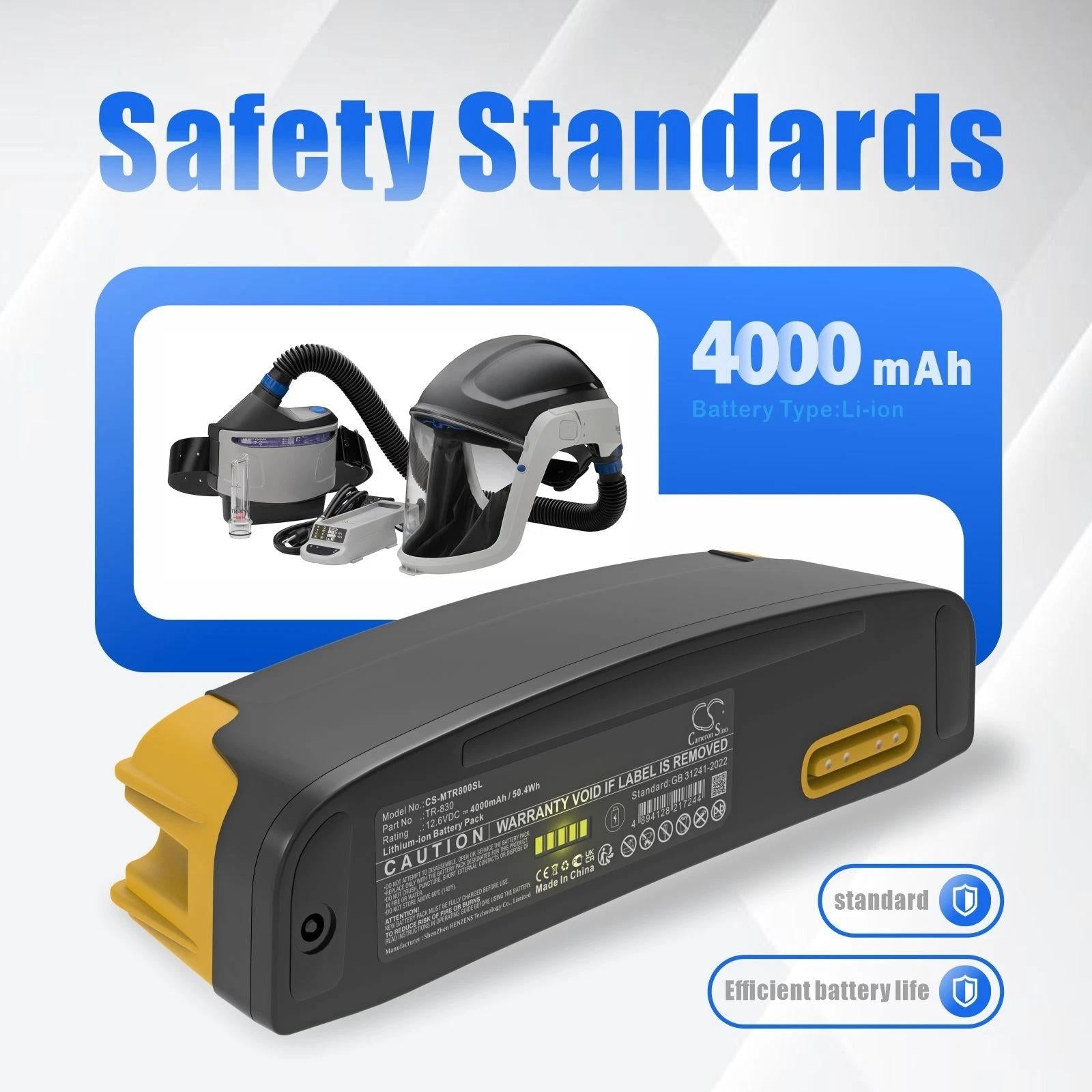 Rechargeable 4000mAh TR-830 Battery for 3M TR-300+ & TR-800 PAPR Respirators